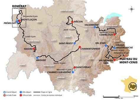 Carte du parcours montagneux du Tour de l'Avenir