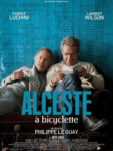 Affiche du film Alceste à bicyclette, mettant en scène Fabrice Luchini et Lambert Wilson.