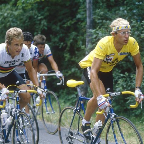 Portrait de Greg LeMond dans sa jeunesse, avec un vélo.