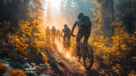 Un groupe de quads évoluant sur un sentier forestier, entouré d'arbres verdoyants.