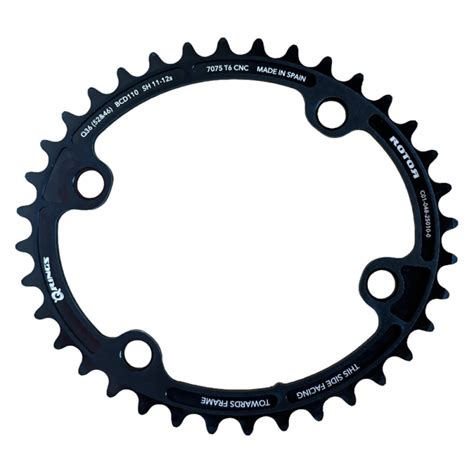 Photo d'un plateau interne Rotor Qrings pour vélo de route, mettant en évidence sa forme ovalisée et sa compatibilité avec les groupes Shimano.