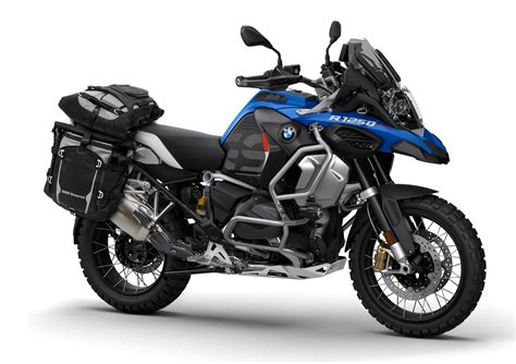 Illustration schématique d'une moto BMW R 1250 GS avec un crash bar installé, mettant en évidence les points de protection.