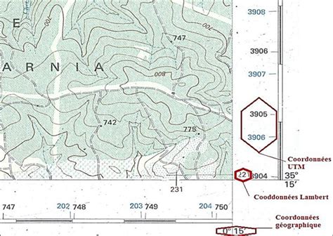Exemple de carte topographique affichée sur l'écran du GPSMAP 64s