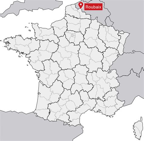 Carte de France avec Roubaix mise en évidence