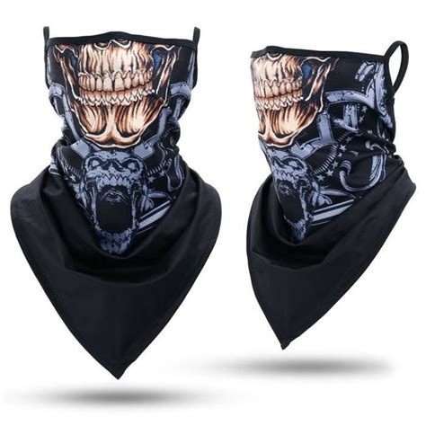 Schéma comparatif des protections faciales pour motard (foulard, masque, etc.)