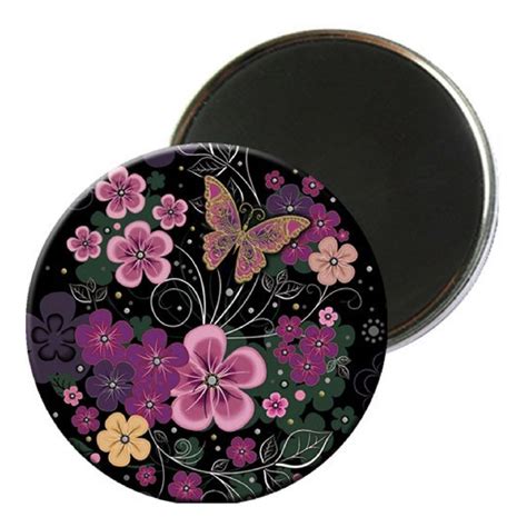 Magnet rond brillant avec un motif coloré