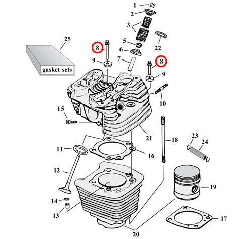 Vue éclatée d'un kit cylindre-piston pour scooter