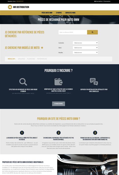 Illustration d'une interface de site e-commerce pour pièces moto