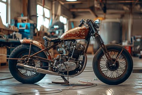 Illustration d'une moto ancienne en cours de restauration