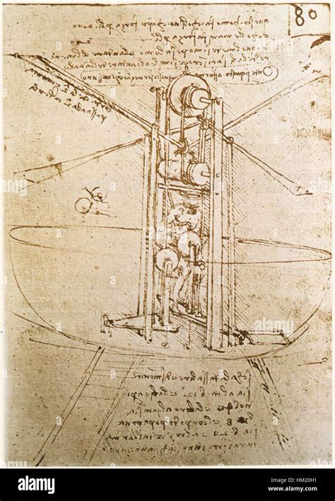 Dessin d'une machine volante de Léonard de Vinci