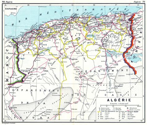 Carte de l'Algérie avec des routes et des panneaux de signalisation