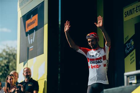 Thomas De Gendt célébrant sa victoire d'étape sur le Tour de France