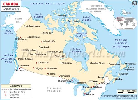 Carte du Canada avec les principales villes