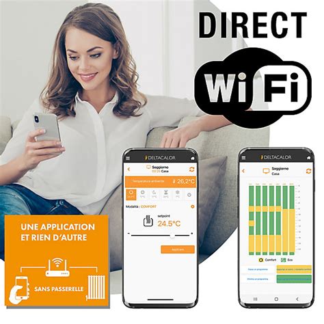 Interface de l'application Deltacalor Comfort sur smartphone