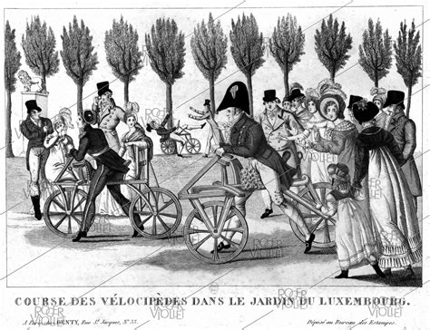 Dessin d'époque représentant une course de vélocipèdes au Pré Catelan