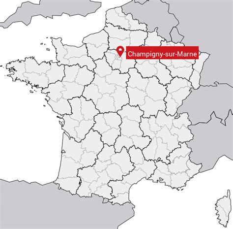 Carte de France avec Champigny-sur-Marne marquée