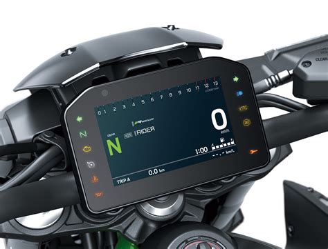 Tableau de bord TFT couleur de la Kawasaki Z900 avec indicateurs électroniques