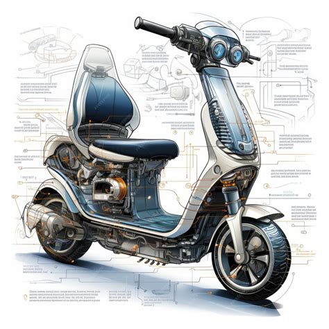 Schéma d'un scooter avec une béquille latérale déployée