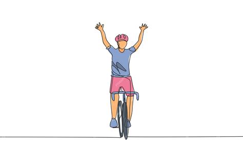 Illustration d'une jeune cycliste franchissant la ligne d'arrivée en première position.