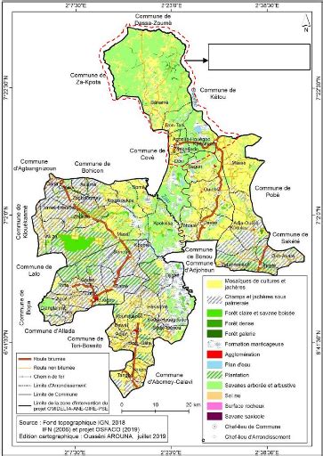 Carte de la commune de Bains et des environs avec les lieux des événements