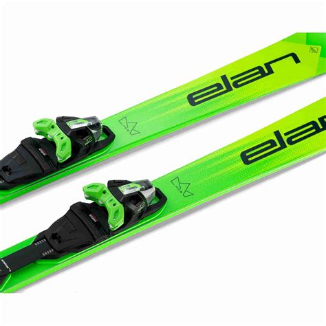 Design moderne et épuré du ski Elan Race SLX Fusion avec une prédominance de blanc.