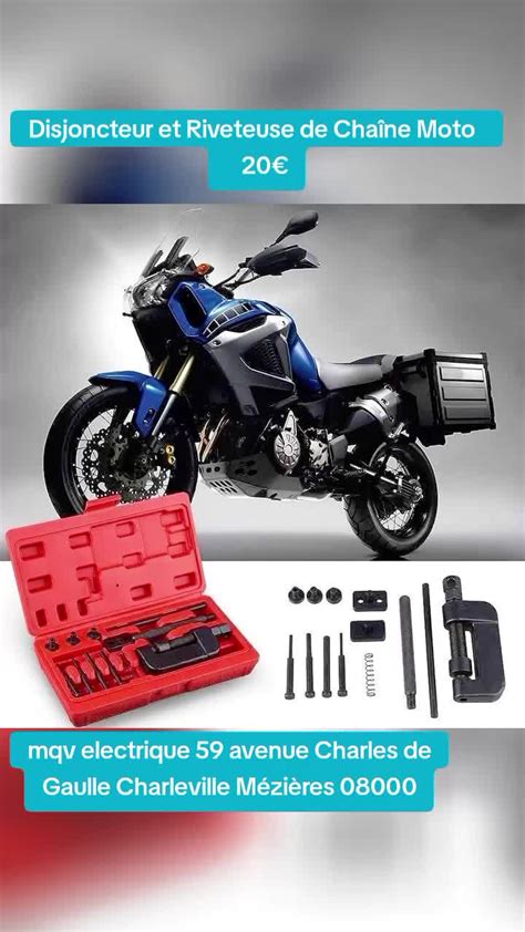 Photographie d'un kit d'outils pour riveter et dériver une chaîne de moto