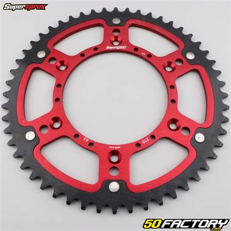 Détail du tire-axe et de la couronne arrière SUPERSPROX Stealth anodisés rouge