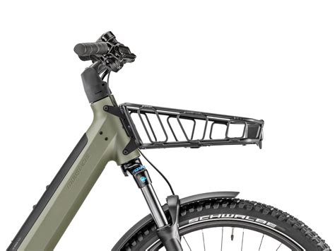 Porte-bagages avant de vélo de couleur gris mat avec un design moderne