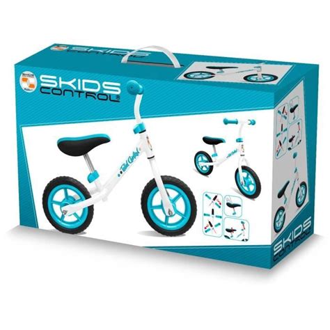 Schéma technique de la draisienne Stamp Skids Control, mettant en évidence le cadre, les roues EVA, la selle et le guidon.