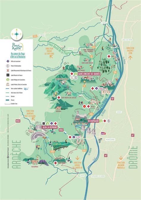 Carte de l'itinéraire VTT en Ardèche Verte avec les étapes clés