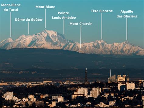 Vue sur Lyon et le Mont Blanc depuis un point élevé